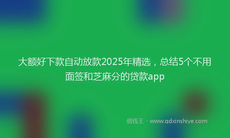 大额好下款自动放款2025年精选，总结5个不用面签和芝麻分的贷款app