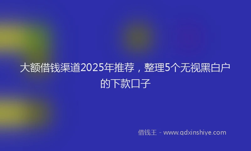 大额借钱渠道2025年推荐，整理5个无视黑白户的下款口子