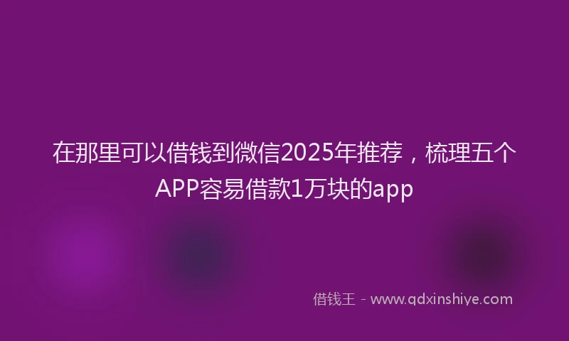 在那里可以借钱到微信2025年推荐，梳理五个APP容易借款1万块的app