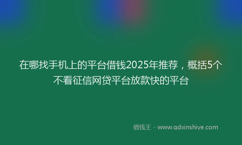 在哪找手机上的平台借钱2025年推荐，概括5个不看征信网贷平台放款快的平台