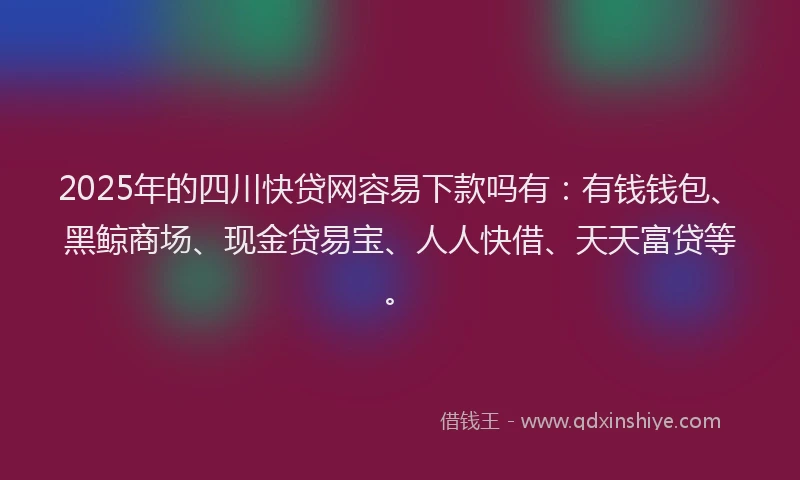 2025年的四川快贷网容易下款吗有：有钱钱包、黑鲸商场、现金贷易宝、人人快借、天天富贷等。