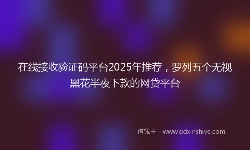 在线接收验证码平台2025年推荐，罗列五个无视黑花半夜下款的网贷平台