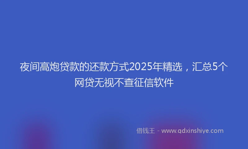 夜间高炮贷款的还款方式2025年精选，汇总5个网贷无视不查征信软件