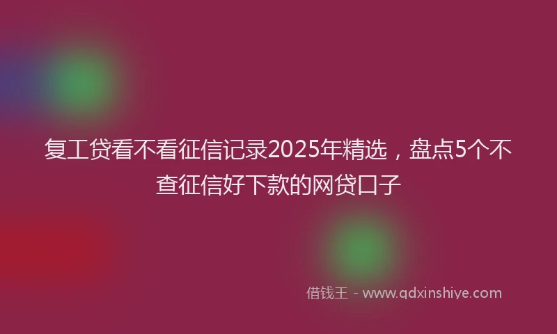 复工贷看不看征信记录2025年精选，盘点5个不查征信好下款的网贷口子