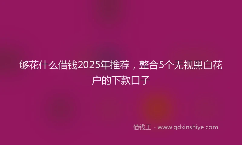 够花什么借钱2025年推荐，整合5个无视黑白花户的下款口子