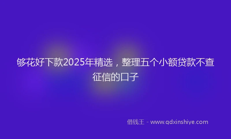 够花好下款2025年精选，整理五个小额贷款不查征信的口子