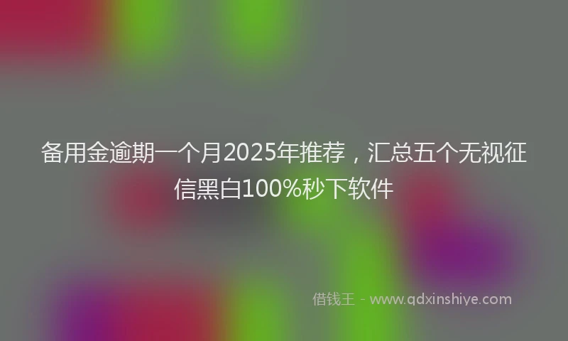备用金逾期一个月2025年推荐，汇总五个无视征信黑白100%秒下软件