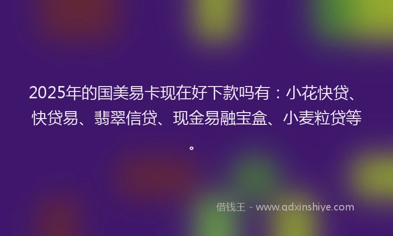 2025年的国美易卡现在好下款吗有：小花快贷、快贷易、翡翠信贷、现金易融宝盒、小麦粒贷等。