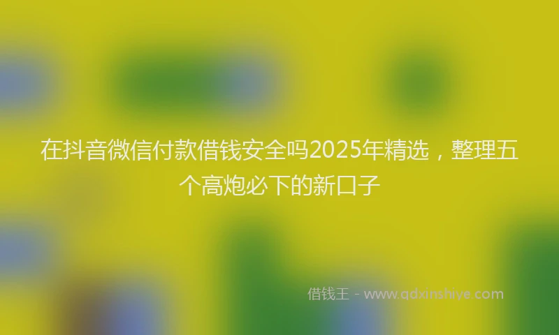 在抖音微信付款借钱安全吗2025年精选，整理五个高炮必下的新口子