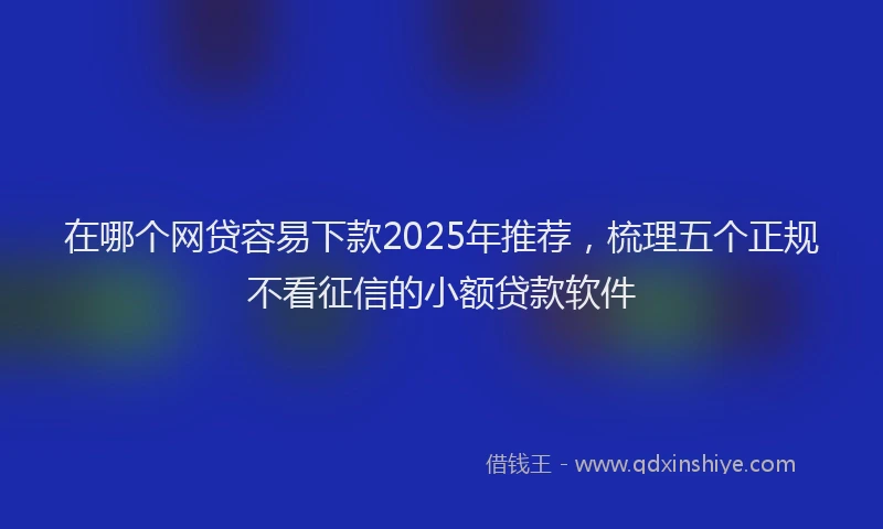 在哪个网贷容易下款2025年推荐,梳理五个正规不看征信的小额贷款软件