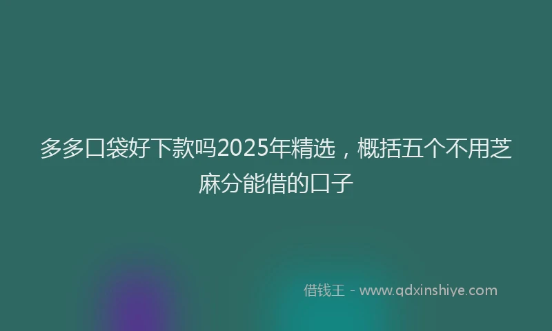 多多口袋好下款吗2025年精选，概括五个不用芝麻分能借的口子