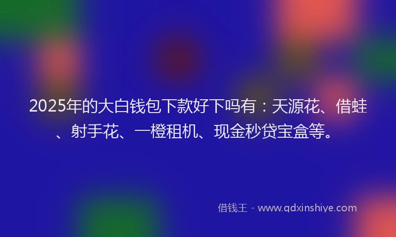 2025年的大白钱包下款好下吗有：天源花、借蛙、射手花、一橙租机、现金秒贷宝盒等。