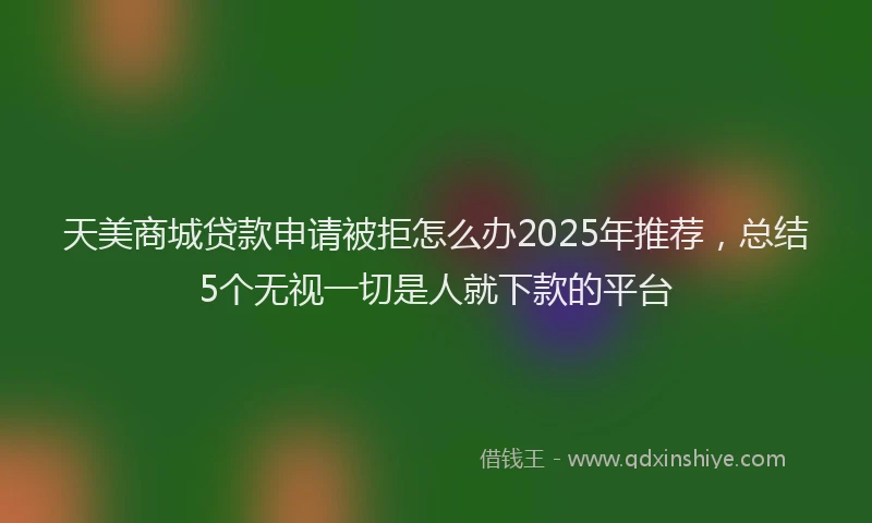 天美商城贷款申请被拒怎么办2025年推荐，总结5个无视一切是人就下款的平台