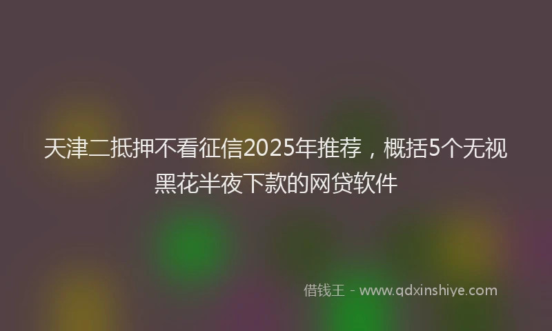 天津二抵押不看征信2025年推荐，概括5个无视黑花半夜下款的网贷软件