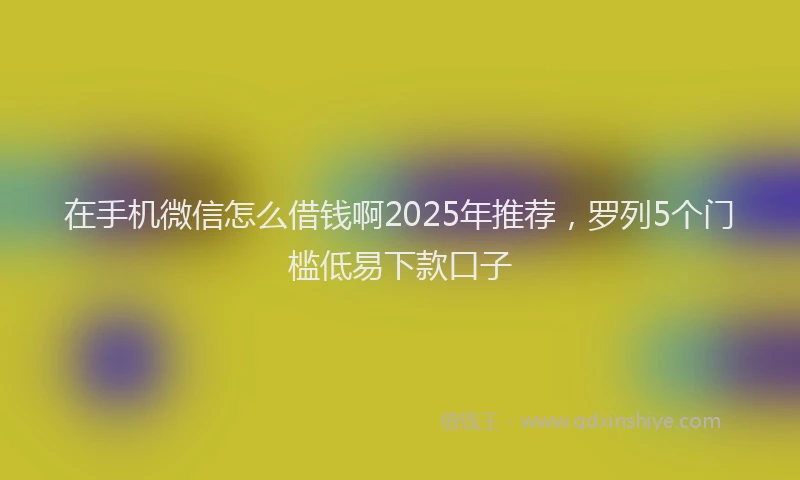 在手机微信怎么借钱啊2025年推荐，罗列5个门槛低易下款口子