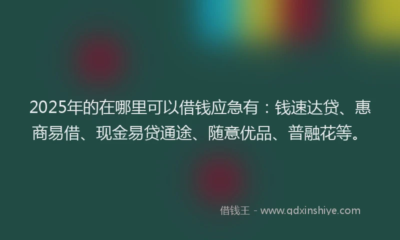 2025年的在哪里可以借钱应急有：钱速达贷、惠商易借、现金易贷通途、随意优品、普融花等。