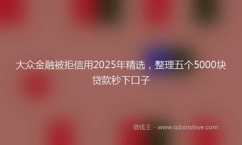 大众金融被拒信用2025年精选，整理五个5000块贷款秒下口子