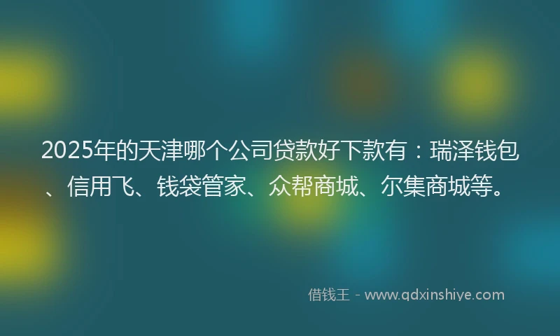 2025年的天津哪个公司贷款好下款有：瑞泽钱包、信用飞、钱袋管家、众帮商城、尔集商城等。