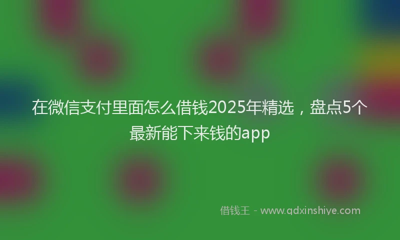 在微信支付里面怎么借钱2025年精选，盘点5个最新能下来钱的app