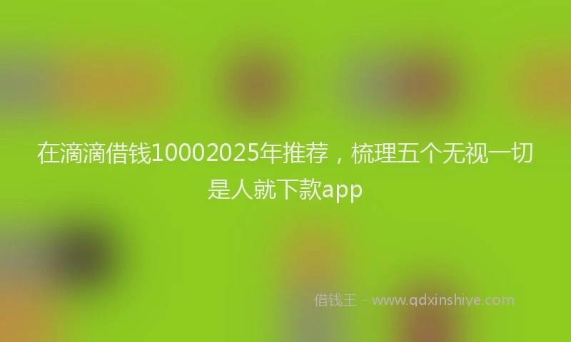 在滴滴借钱10002025年推荐,梳理五个无视一切是人就下款app