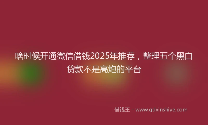 啥时候开通微信借钱2025年推荐，整理五个黑白贷款不是高炮的平台