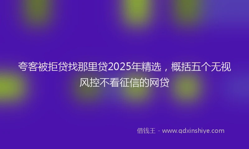 夸客被拒贷找那里贷2025年精选，概括五个无视风控不看征信的网贷