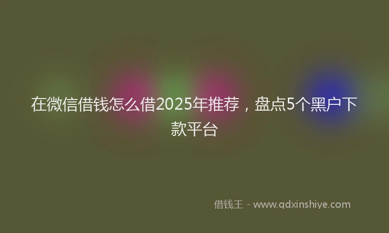 在微信借钱怎么借2025年推荐，盘点5个黑户下款平台