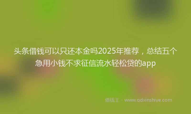 头条借钱可以只还本金吗2025年推荐，总结五个急用小钱不求征信流水轻松贷的app