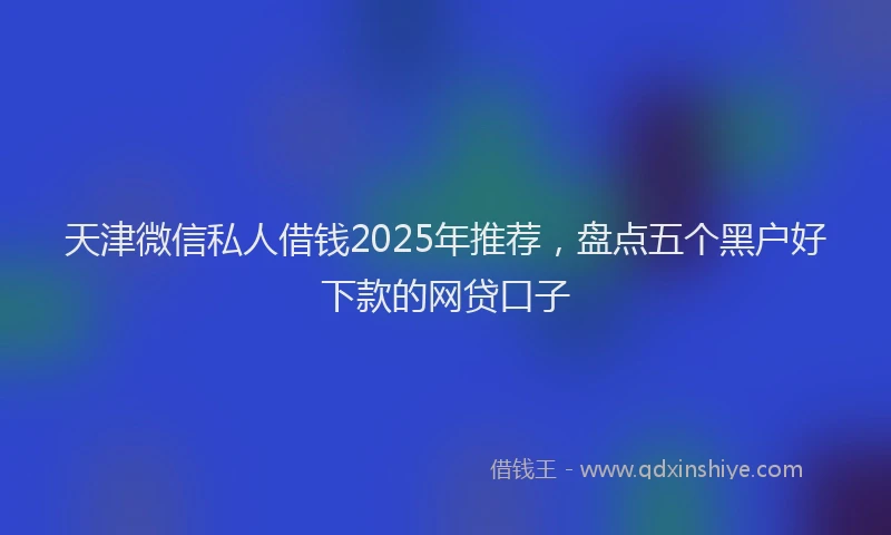 天津微信私人借钱2025年推荐，盘点五个黑户好下款的网贷口子