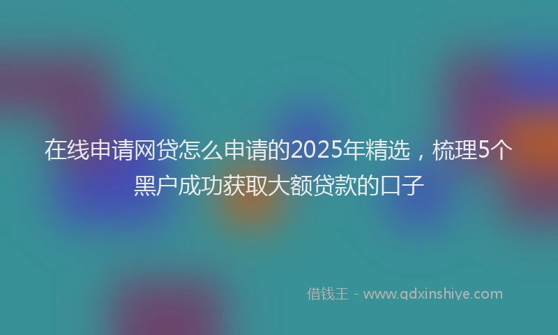 在线申请网贷怎么申请的2025年精选，梳理5个黑户成功获取大额贷款的口子