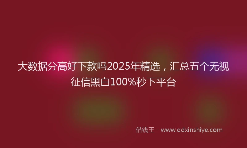 大数据分高好下款吗2025年精选，汇总五个无视征信黑白100%秒下平台