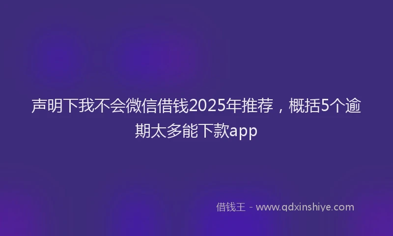 声明下我不会微信借钱2025年推荐，概括5个逾期太多能下款app
