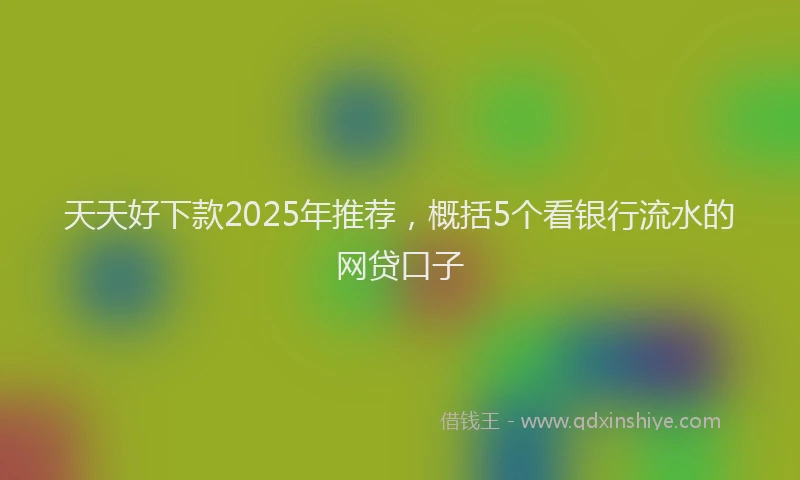天天好下款2025年推荐，概括5个看银行流水的网贷口子
