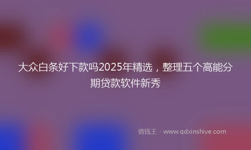 大众白条好下款吗2025年精选，整理五个高能分期贷款软件新秀