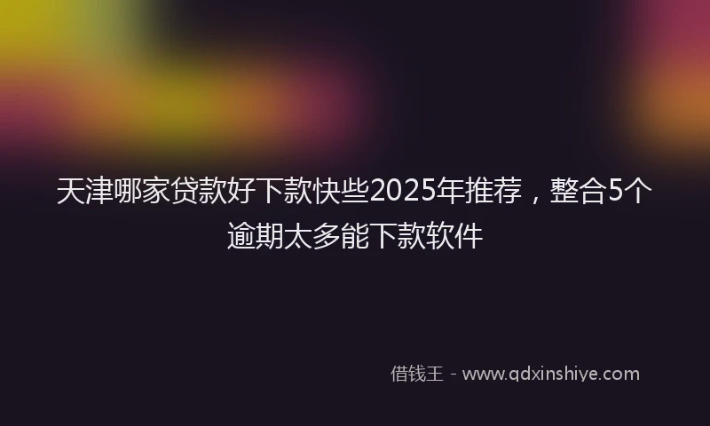 天津哪家贷款好下款快些2025年推荐，整合5个逾期太多能下款软件