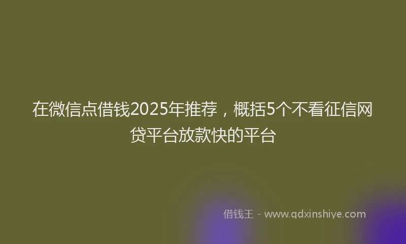 在微信点借钱2025年推荐，概括5个不看征信网贷平台放款快的平台