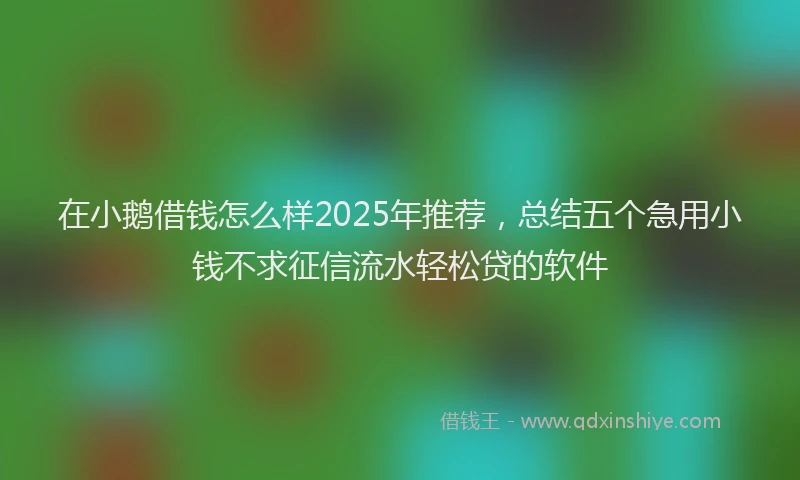 在小鹅借钱怎么样2025年推荐，总结五个急用小钱不求征信流水轻松贷的软件