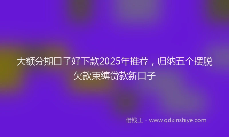 大额分期口子好下款2025年推荐，归纳五个摆脱欠款束缚贷款新口子