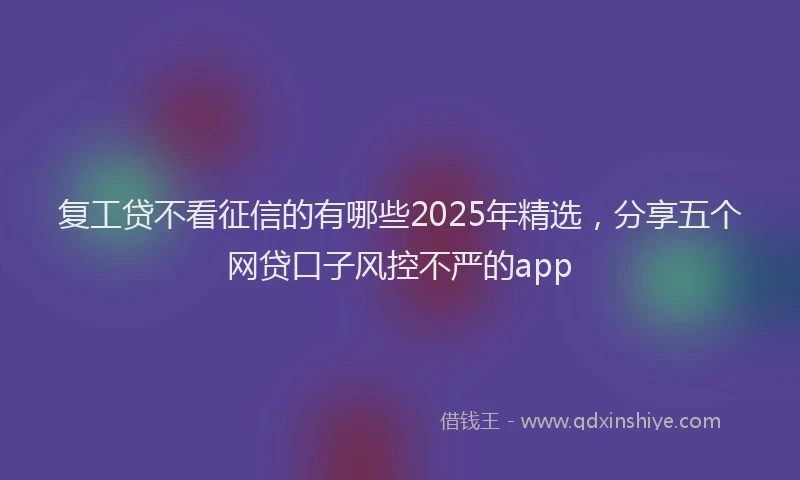 复工贷不看征信的有哪些2025年精选，分享五个网贷口子风控不严的app