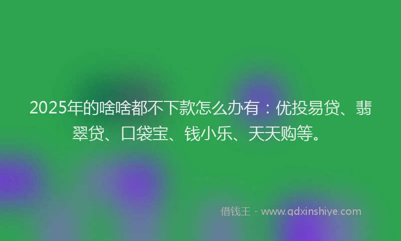 2025年的啥啥都不下款怎么办有：优投易贷、翡翠贷、口袋宝、钱小乐、天天购等。