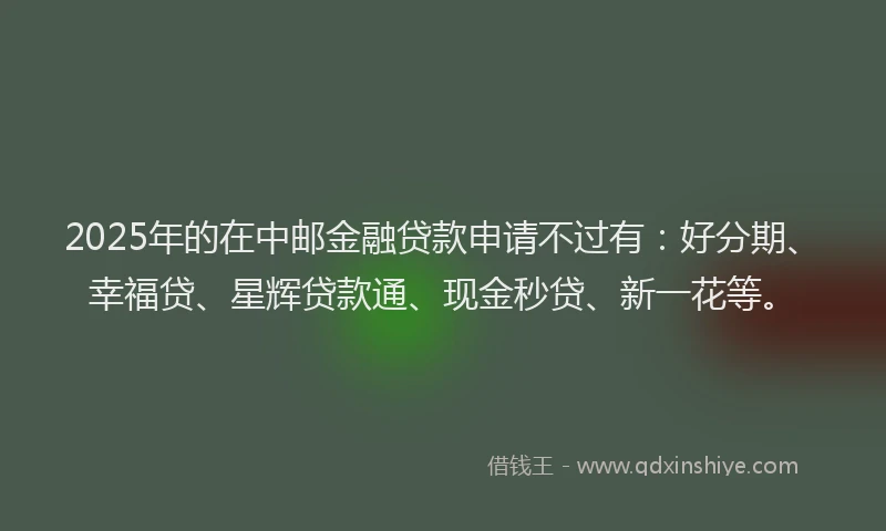 2025年的在中邮金融贷款申请不过有：好分期、幸福贷、星辉贷款通、现金秒贷、新一花等。