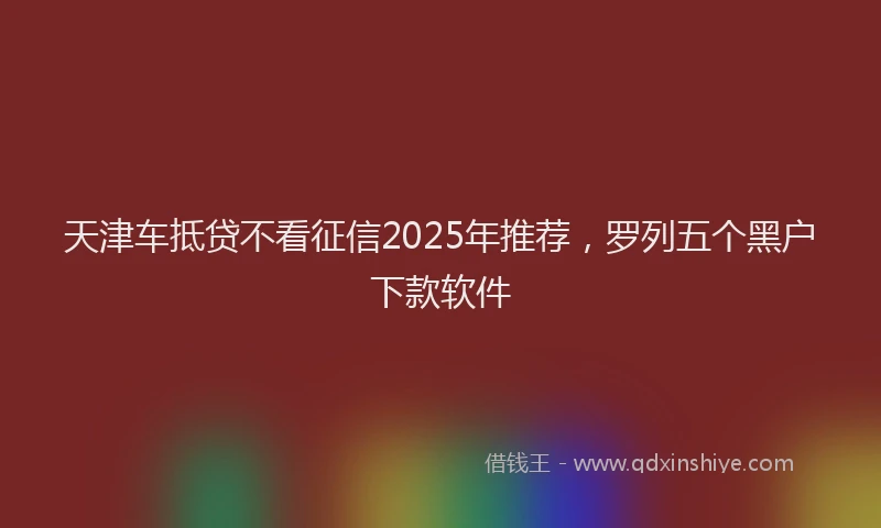 天津车抵贷不看征信2025年推荐，罗列五个黑户下款软件
