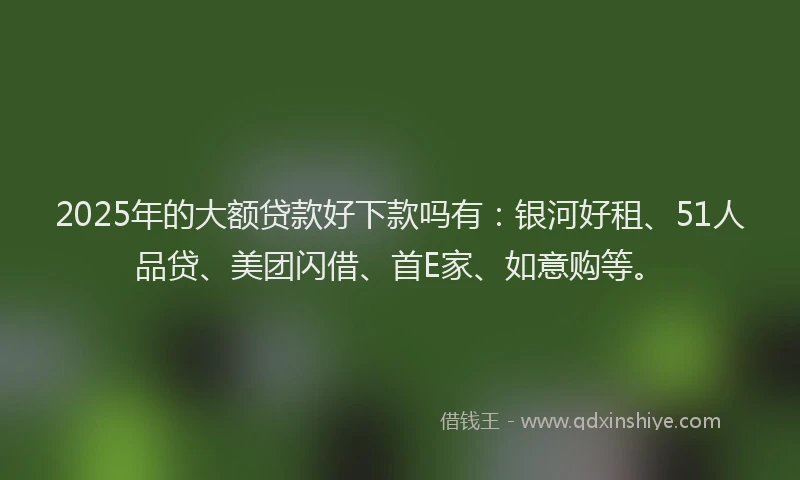 2025年的大额贷款好下款吗有：银河好租、51人品贷、美团闪借、首E家、如意购等。