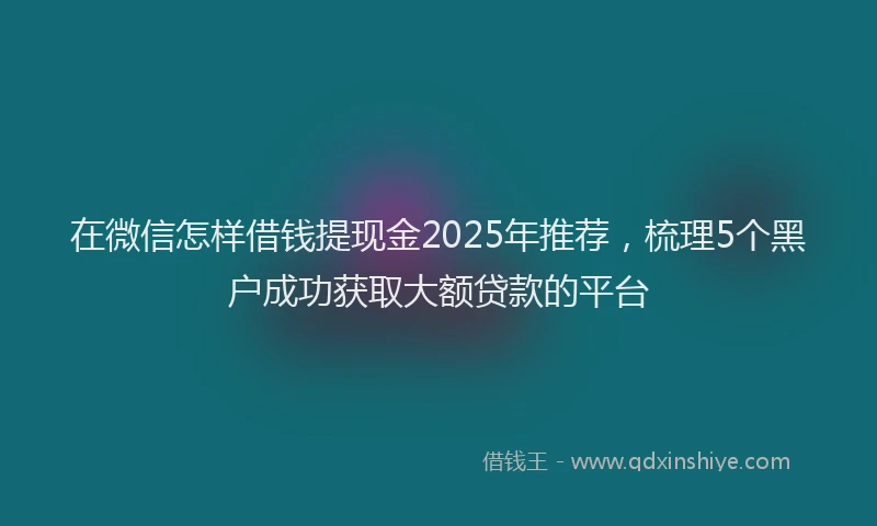 在微信怎样借钱提现金2025年推荐，梳理5个黑户成功获取大额贷款的平台