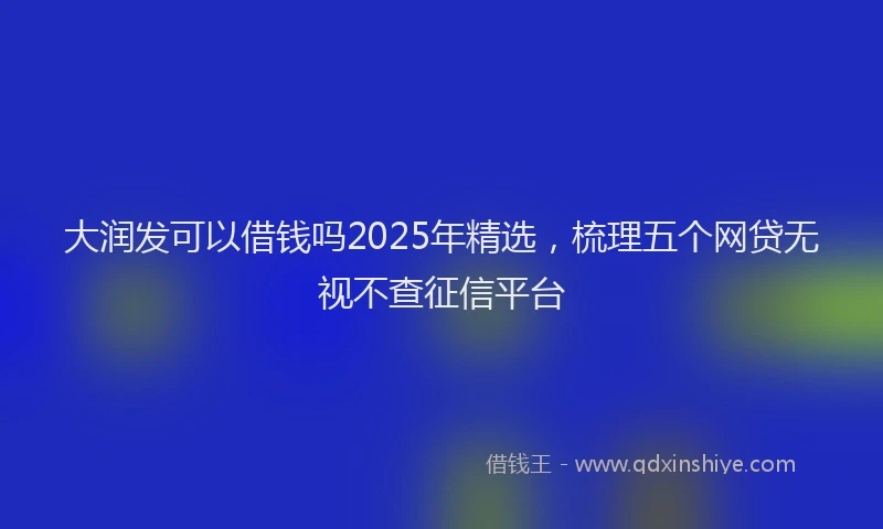 大润发可以借钱吗2025年精选，梳理五个网贷无视不查征信平台