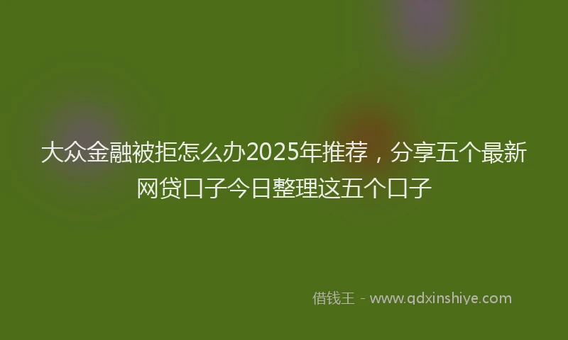 大众金融被拒怎么办2025年推荐,分享五个最新网贷口子今日整理这五个口子
