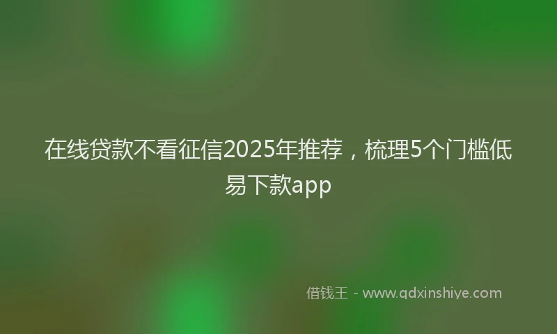 在线贷款不看征信2025年推荐，梳理5个门槛低易下款app