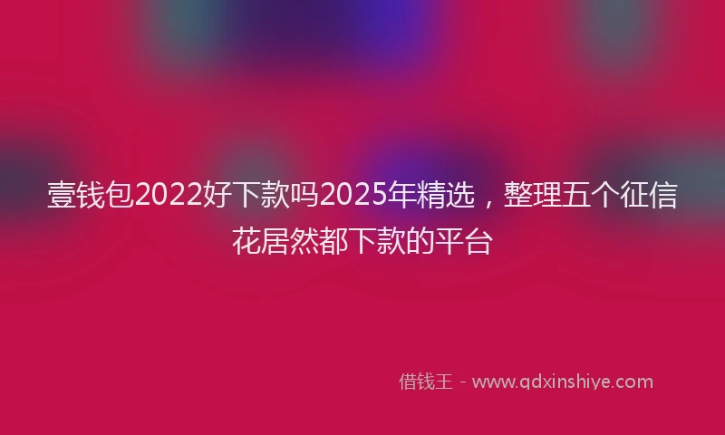壹钱包2022好下款吗2025年精选，整理五个征信花居然都下款的平台