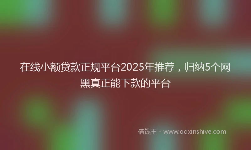在线小额贷款正规平台2025年推荐，归纳5个网黑真正能下款的平台