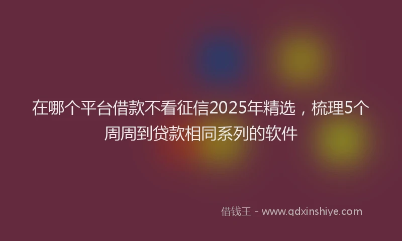 在哪个平台借款不看征信2025年精选，梳理5个周周到贷款相同系列的软件